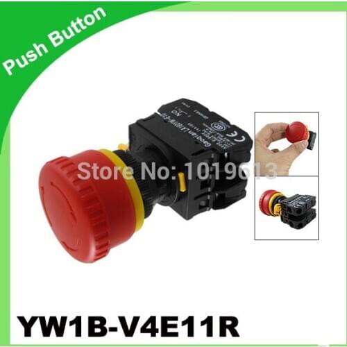 AC 600V 10A Red Sign Mushroom Emergency Stop Push Button Switch YW1B-V4E11R