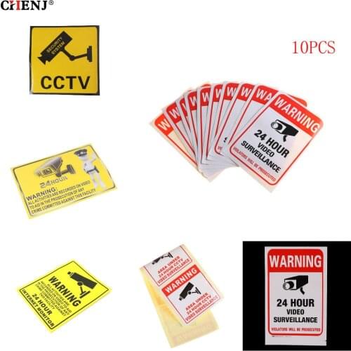 Warning Sticker 24H Video Camera System Warning Sign Wall Decal Surveillance Monitor Decal Public Area Security Wall Sticker