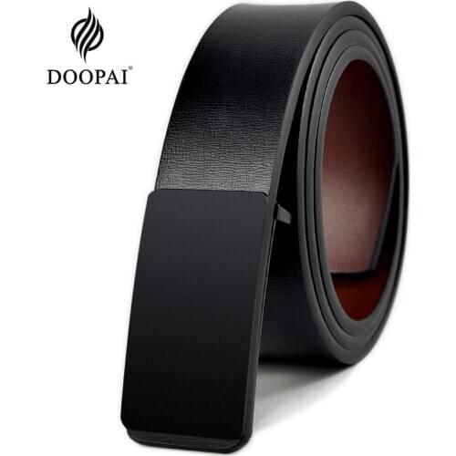 DOOPAI Mens Leather Belt Genuine Leather Slide Buckle Belts Leisure Fashion Cow Belts for Men Pants Waistband Ремень