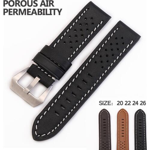 Genuine Leather Watches Band For Men Women Watch Breathable Comfortable Wristwatch Bands Accessories 20mm/22mm/24mm/26mm Straps