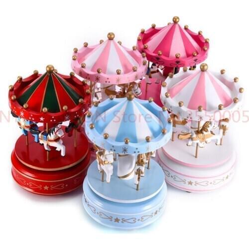 Romantic Birthday Gift Carrousel Music Box For Girlfriend Childrens Music Box Toy Artistic and Solid Carrousel Music Boxes 5pcs