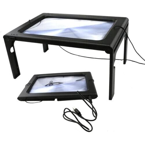 A5 Hands-Free 3x Magnifying Glass With Light USB 6LED Magnifier For Reading Repairing Gadgets Carving Handicrafts Sewing