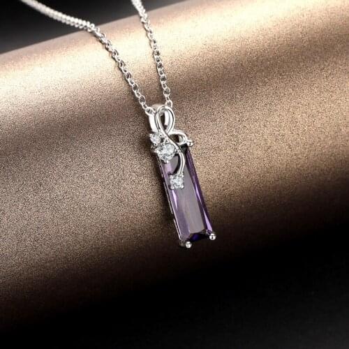 S925 Sterling Silver Pure Amethyst Pendants Necklace bijoux femme Sapphire Colgantes De Pendants naszyjnik Bizuterias For Women