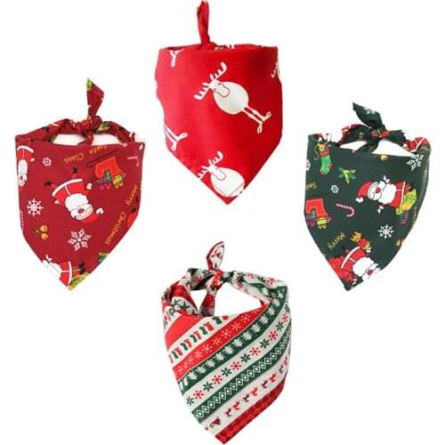 Pet Neckerchief Scarf Waterproof Christmas Snowflake Cat Dog Bandana Bibs Scarf Collar Pet Saliva Towel Cotton Triangle Towel
