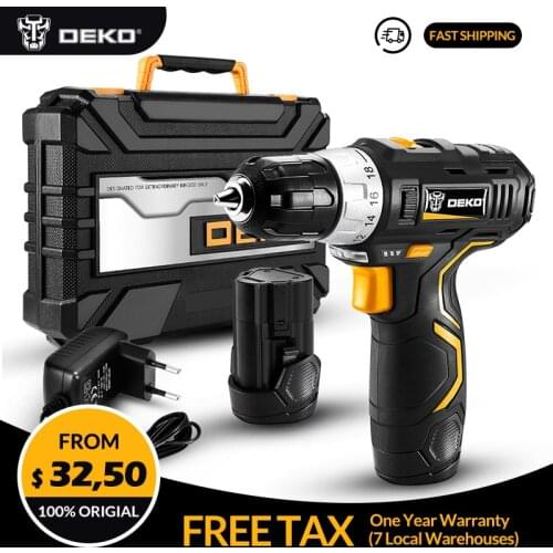 DEKO GCD12DU3 12V Max Electric Screwdriver Cordless Drill Mini Wireless Power Driver DC Lithium-Ion Battery 32N.m 2-Speed