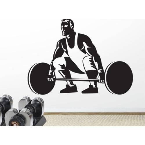 Gym Sticker Fitness Barbell Crossfit Decal Body-building Posters Vinyl Wall Decals Parede Decor Mural Weight Lifting