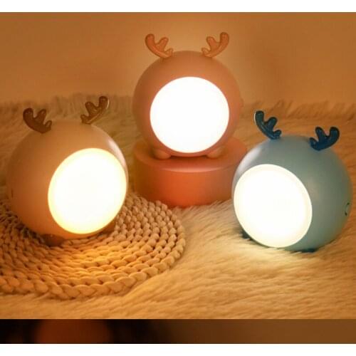 Dimmable LED Night Light Atmosphere Lamp Ambient Night Lamp Cute Deer Shape Modeling For Baby Children Kid Bedroom Decorative