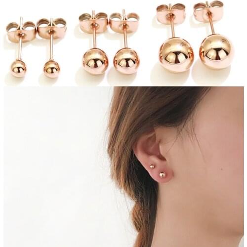 Titanium steel 3Pairs/Set Rose Gold Style Earrings For Women Men