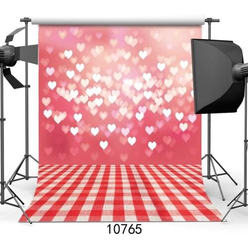 Pink Curtain Floor Glitter Heart Vinyl Photographic Background For Wedding Baby New Born Shower Backdrops Party Photo Shoot