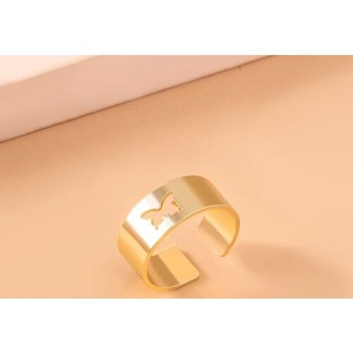 Cute Hollow Butterfly Stainless Steel Open Ring Fashion Animal Silver Color Wide Adjustable Rings For Women Korean Jewelry
