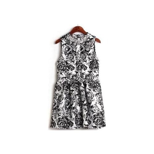 2017 fashion new girls dress lovey Authentic ladies' printed sleeveless socialite women little sweet freeshipping