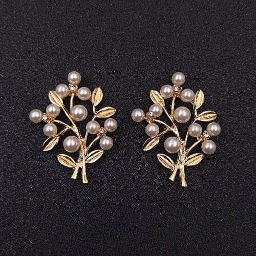 10Pcs/Lot 31*40mm Metal Tree Branch Imitation Pearls Leaf Handmade Craft Jewelry Making Components Diy Hair Jewelry Accessories