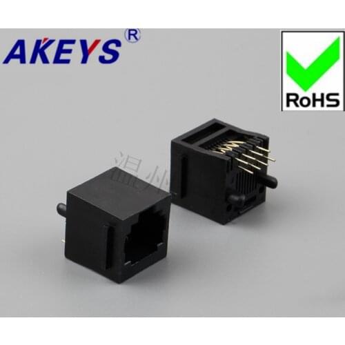 10pcs RJ45 socket 5222-8P8C-Infinite-180 degrees-Black plastic edged network socket crystal head PCB