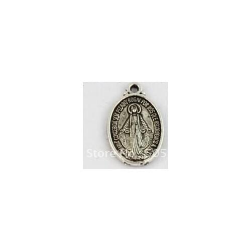 200 Tibetan silver flat oval religious charms A8091