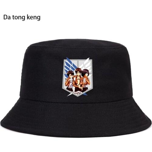 2021 Japan Anime Attack on Titan Summer Hat Women Men Panama Bucket Cap The Design Flat Visor 90s Anime Fisherman Hat