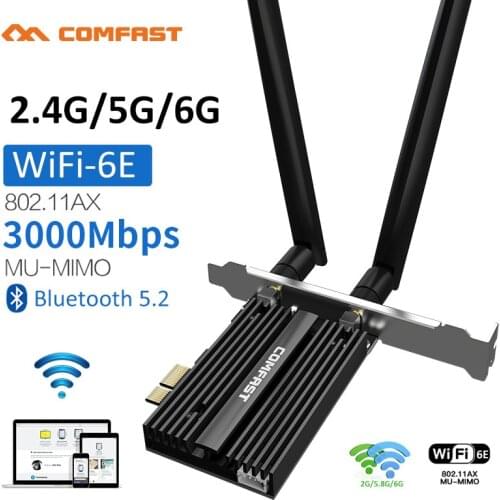 3000Mbps Dual Band Wireless Desktop PCIe For Intel AX200 Pro Card 802.11ax 2.4G/5Ghz Bluetooth 5.1 PCI Express WiFi 6 Adapter