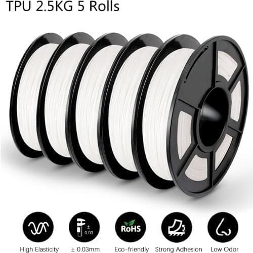 GOHIGH 5 Rolls TPU For 2.5 KG 3D Printing Materials Good Aging Resistance Non-toxic For All Types of FDM3D Printers