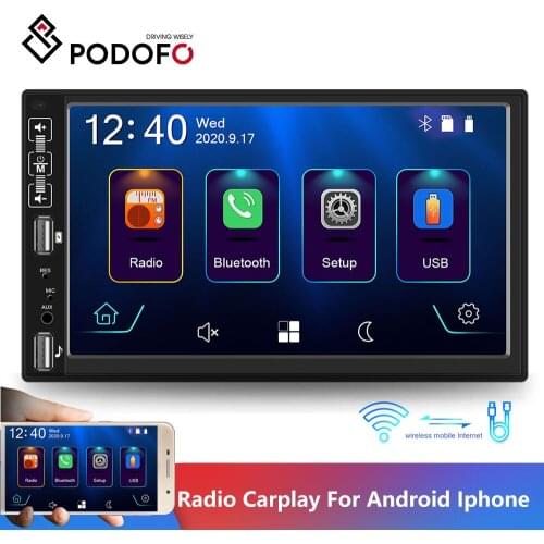 Podofo 2 Din Car Radio Stereo Multimedia Player 7" Autoradio 2din Carplay Mirrorlink For Volkswagen Nissan Hyundai Kia Toyota