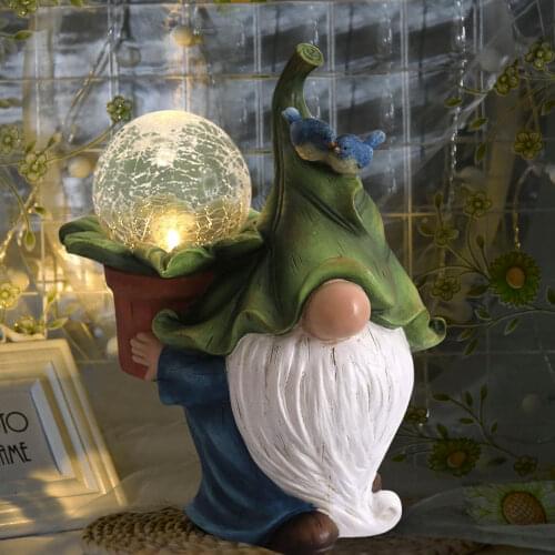 Faceless Gnome Dwarf Statue Garden Solar LED Light Landscape Light Resin Figurines Outdoor Garden Decoration Lawn Courtyard