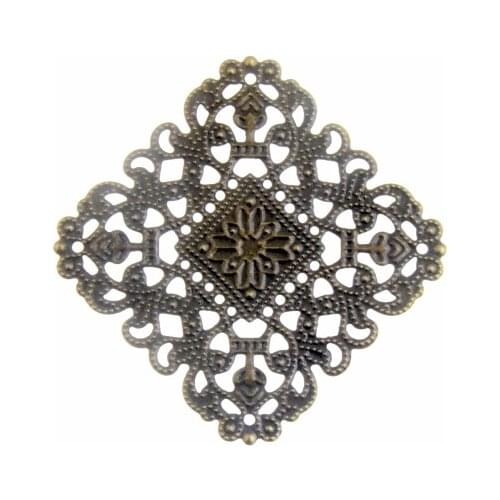Free shipping Retail 10Pcs Ancient Bronze Filigree Square Wraps Connectors Jewelry Findings Connectors 40x40mm F0697