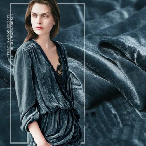 Teal Series Fashion Velour Dress silk velvet fabric