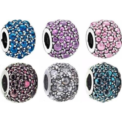 Pave Stones Shimmering Droplets Crystal Beads for Jewelry Making Fashion DIY Fit Charm Bracelet 925 Sterling Silver Charms Gift