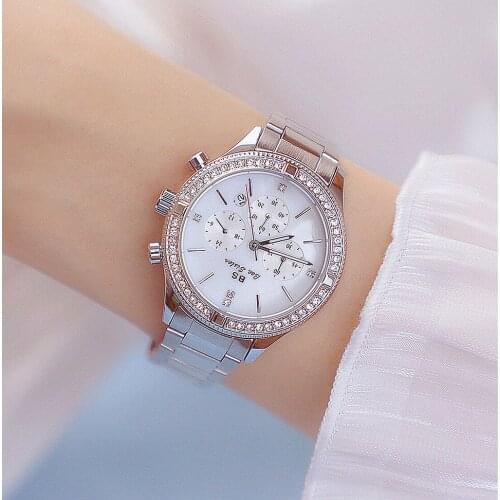 BS New Full Diamond Womens Watch Crystal Ladies Bracelet Wrist Watches Clock relojes Quartz ladies watches for womenB090135