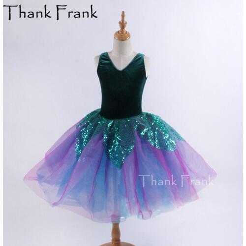 Long Ballet Dresses For Girls Ballerina Dress Kids Velvet Tank Ballet Tutu Dance Dress Women Sequin Dance Bodysuit Costumes C500