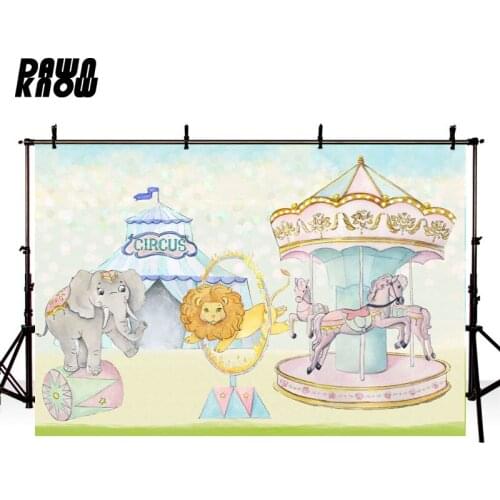 DAWNKNOW Cartoon Drawing Circus Zoo Photography Background Backdrop Photocall Tapestry Shoot Children Party Photo Studio G1163
