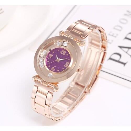 Hot selling new digital fashion steel belt rolling quicksand rhinestone womens quartz student watch
