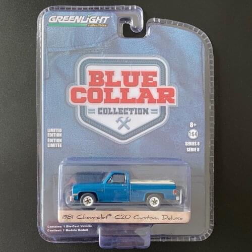 GREENLIGHT 1:64 BLUE COLLAR 1981 CHEVROLET C20 CUSTOM DELUXE Limited edition collection of die-cast alloy car models