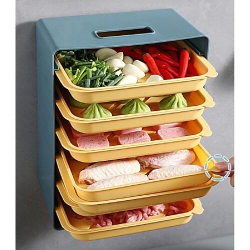 Kitchen creative wall-mounted dinner plate, perforated basket storage box drawer fruit plate hot pot side plate dinner plate