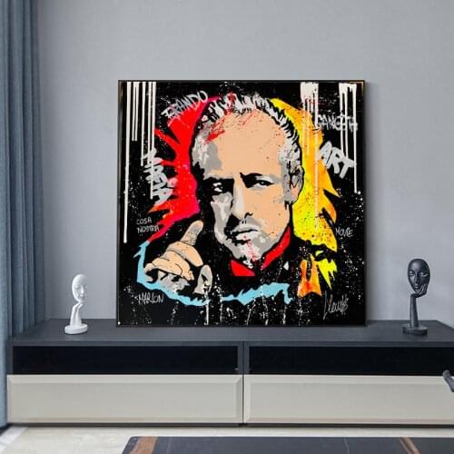 Godfather Portrait Art Posters and Prints on Canvas Painting Street Graffiti Art Wall Decorative Picture for Living Room Decor
