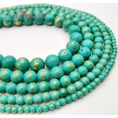 Natural Round Loose Golden Rainbow Jades Stone Beads 4 6 8 10 12mm DIY Gold Grass Green Color Stone Beads For Jewelry Making