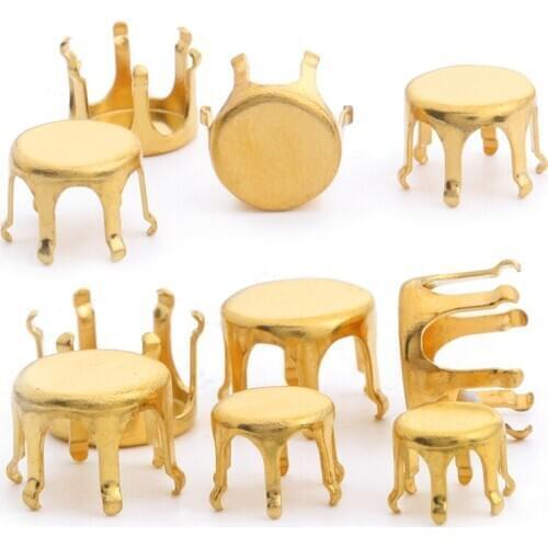 4-10mm Round Rivoli Zirconia Claws High Quality Thicken Copper Claw For Zircon Rhinestones Goldne Color Sew On Stones Base