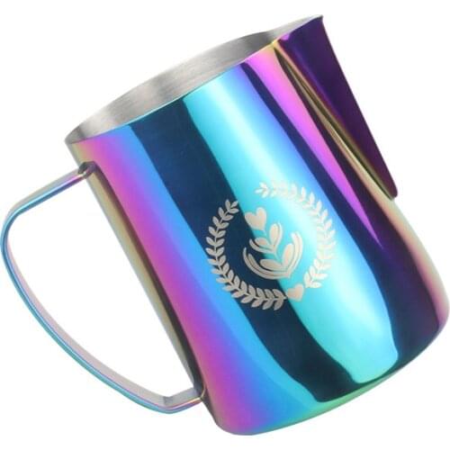 Milk Steaming Frothing Pitcher, Stainless Steel Non-Stick Milk Jug Pull Flower Cup Perfect for Coffee Cappuccino Latte Art 600ml