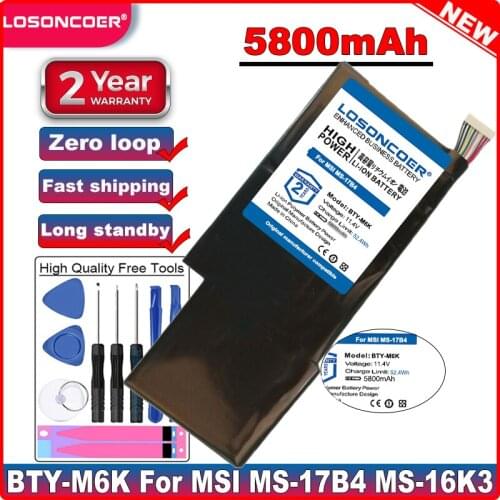 LOSONCOER BTY-M6K 5800mAh Battery for MSI MS-17B4 MS-16K3 GS63VR-7RG GF63 Thin 8RD 8RD-031TH 8RC GF75 Thin 3RD 8RC 9SC Laptop