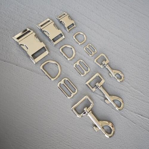 10 Sets 15/20/25mm Metal Straps Slider D Ring Release Belt Buckle For Pet Dog Collar Paracord Sewing Accessory Silver Hardware