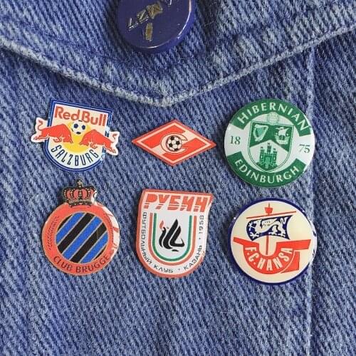 Custom offset print 2PCS Football Metal Badge Print logo Wholesale 18MM