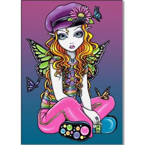 Cute Rainbow Butterfly Fairy 5d full Diamond Painting kids gift Mosaic big eyes girl Embroidery Cross Stitch Cartoon Diamond Art
