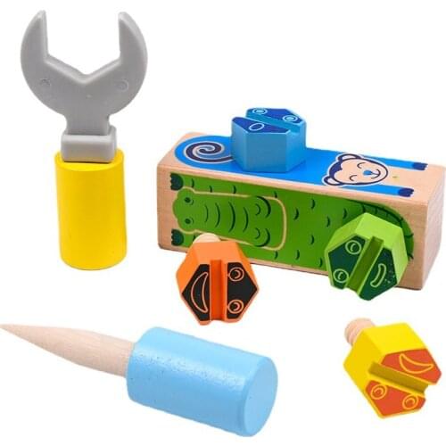 Montessori Animal Screw Nut Assembly Tool Toy Nut Animal Color Matching Disassembly And Assembly Handmade Wooden Educational Toy