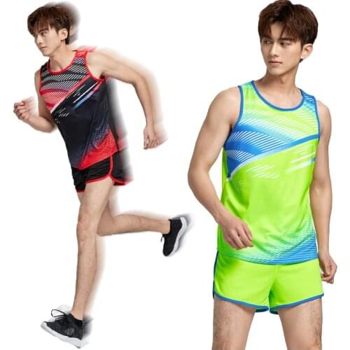 Men Running Suits Vest+Shorts Track And Field Clothing Jogging Sets Quick Dry Marathon Training Tracksuits Fashion Sportswear