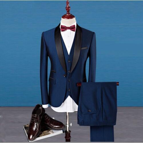 Classic Shawl Collar Men Suits Three-piece Suit Plus Size Business Casual Party Wedding Suits For Men Tuxedos Best Men Suits