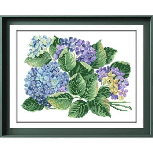 Hydrangea cross stitch kit flowers aida 18ct 14ct 11ct unprint canvas cotton thread counted needlework thread embroidery