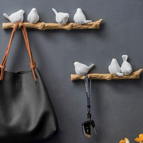 Wall Decorations Home Accessories Living Room Hanger Resin Bird Hanger Key Kitchen Coat Clothes Towel Hooks Hat Handbag Holder