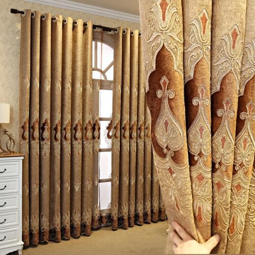 New European Embroidery Thickening Luxury Window Curtains For Living Room Balcony Bedroom Blackout Curtain Manufacture Fabric