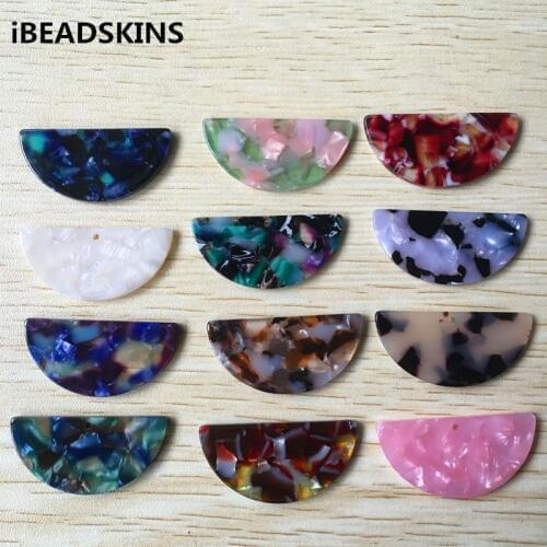 New arrival! (choose color) Newest 37x18mm 50pcs/lot semicircle shape acetic acid beads charms for Jewelry making(As shown)#583