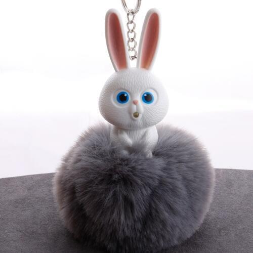 New Mini Plush Kawaii rabbit Fur Ball keychain Soft Toys Cute Kids Plush Dolls pompom fluffy Charm Baby For Girls Women gift