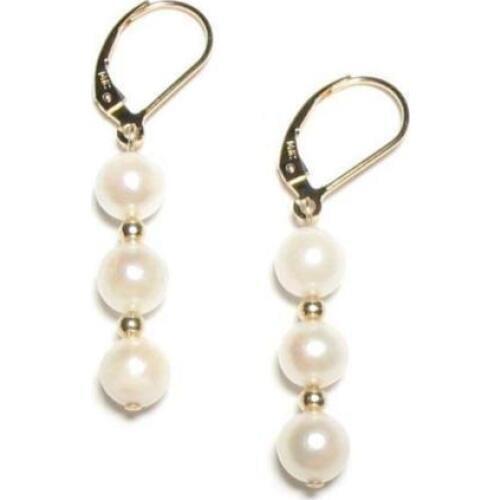 HOT A PAIR AUSTRALIAN SOUTH SEA WHITE PEARL EARRING 14k/20 GOLD