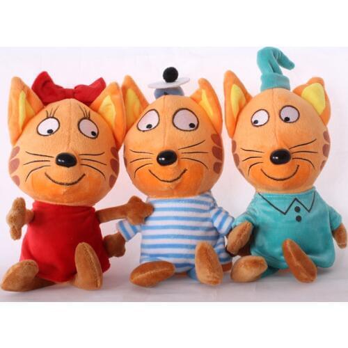 Plush Toy Cute Cartoon Happy Three Kittens Stuffed Soft Toy Cat Dolls Birthday Gift For Children